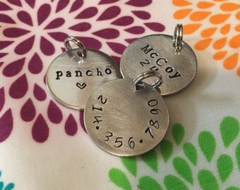 Dog tag - Pet ID tag - Dog tag for Dogs - hand stamped - thick grade aluminum