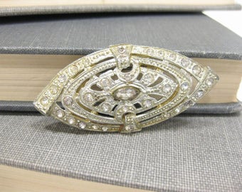 PJC Art Deco Art Nouveau Rhinestone Pin