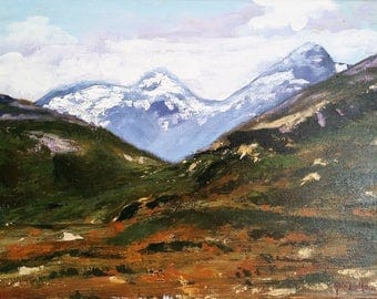 Painting 'Norwegian landscape'in acrylic on canvas