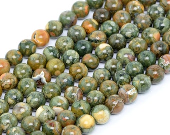 6MM Rainforest Rhyolite Natural Gemstone Round Shape Full Strand Loose Beads 15.5" (100156-261)