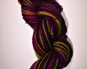 Hand-dyed Self Striping yarn - berry wild thang - super wash wool sock yarn