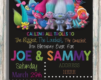 The Biggest, The Loudest, The Craziest Birthday Ever! - Trolls Birthday Invitation - Boy or Girl Party - Calling all Trolls