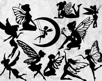 Fairies Svg Clipart, Fairy vector, dfx, svg, eps & png, Fairies cutfiles, Fairy silhouette for cricut explore, Printable fairies SVG, png.