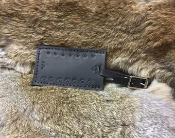 Leather luggage tag