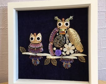 Framed Owl Jewellery Pictures | Unique