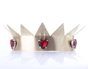 Red queen crown, Queen of hearts crown, Custom crown, Mens crown, women's crown, male crown, red hearts crown, Gold red, hearts, red queen