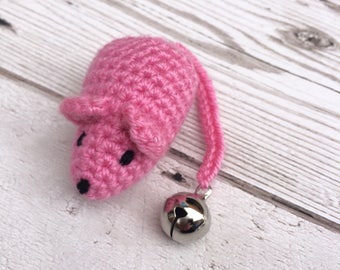Pink Cat Toy - Catnip Toys - Mouse Cat Toy - Crochet Mouse - Crochet Cat Toys - Cat Toys - Catnip Toy - Present For The Cat - Cat Bells