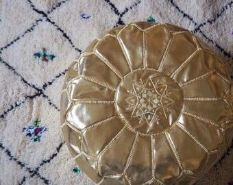 Handmade Metallic Gold Pouf - Int'l Express shipping - Unfilled