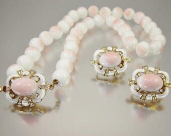 Angel Skin Style Demi parure necklace & clip earrings