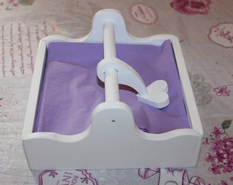 wooden napkin holder shabby chic-centerpiece-napkins dispenser handkerchiefs-porte serviettes en papier