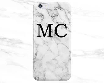 Personalised Name initials White Marble Phone Case for Apple iPhone 5 6 7 Plus & Samsung Galaxy S8 Personalized Customized Monogram