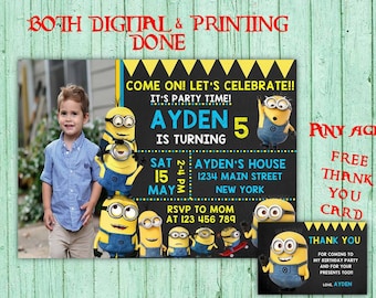 Minions Birthday Invitations Minions Photo Birthday Party Minions Kids Birthday Printable Invitations Minions Printable Birthday Card