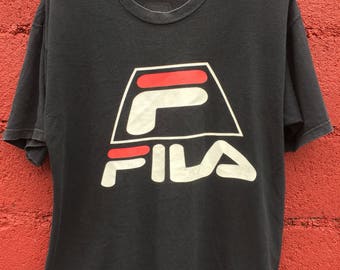 Vintage Fila Big Logo Shirt Large Size Made In USA Fila Logo Spell Out T Fila Vintage Hip Hop Faded T