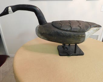 Antique wood carved goose decoy