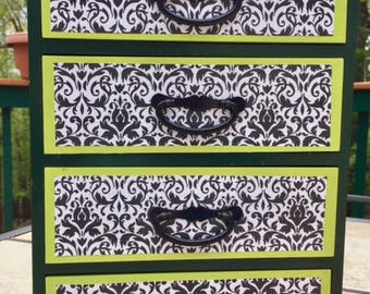 Decorated Wooden Chest of Drawers * Jewelry Box * Trinket Chest* Doll Drawers