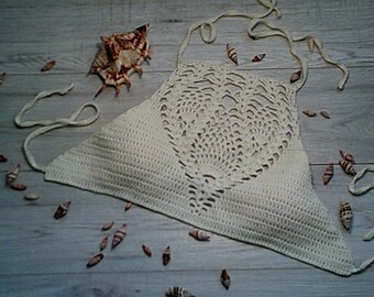 Croshed crop-top , top is made with soft cotton yarn ,white