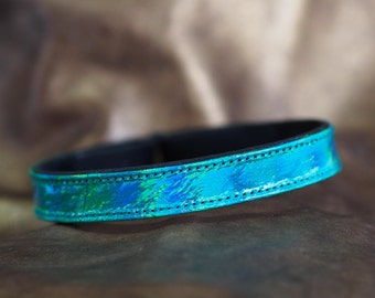 Iridescent Green Leather Show Brow Band