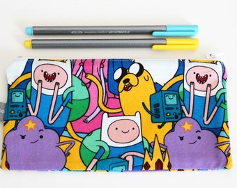 Pencil case - Zipper pouch - Adventure Time - cartoon - colors - Jake - Finn - Lumpy Space Princess - pencils - handbag - gift - girl or boy