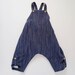 Boho Unisex Kids Baby Romper Toddler Overalls Navy Ikat Upcycled Linen Vintage Suspenders Birthday Outfit Special Occasion Harem Jumpsuit