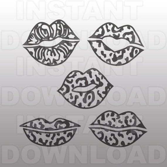 Download Valentines Leopard Print Lips SVG File Commercial & Personal