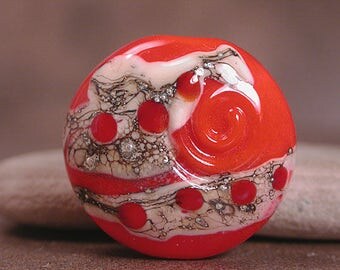 Lampwork Glass Focal Bead Bright Orange Divine Spark Designs SRA