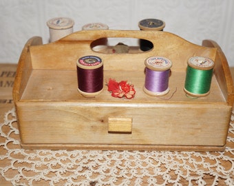vintage old wooden drawer sewing box