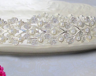 Wedding Headband Pearl headband bridal headpiece Crystal Hairpiece bridal Head band pearl accessory, Crystal headband pearl hair band