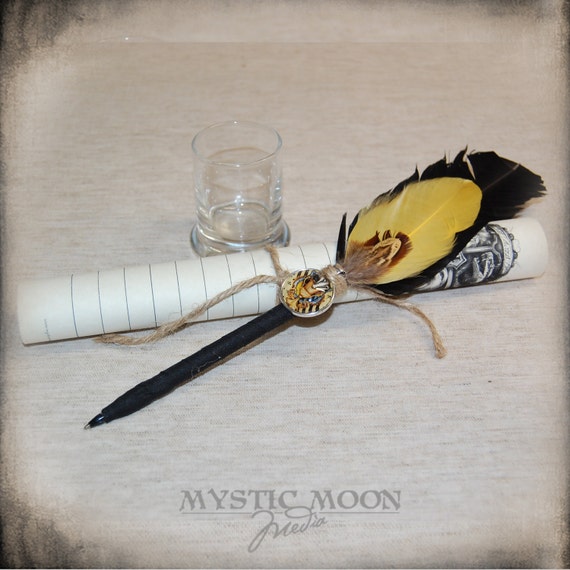 Parchment Set / Harry Potter Quill Pen / Hufflepuff / Hogwarts