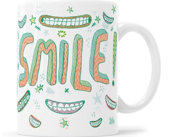 SMILE Teeth Tooth Mug Dentist Gift Dental Assistant Dental Gift Toothbrush Cup Smile Mug Dentist Joke Mug Denture Joke Mug Dental Humor