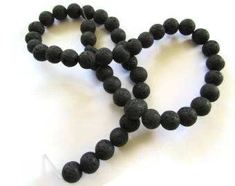 6mm 8mm or 10mm Lava Beads Full Strand Black Beads Stone Beads Natural Beads Volcanic Rock Beads Jewelry Making Beading Supplies Round Beads
