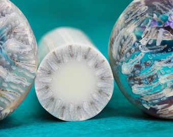 HALF PRICE SALE Large Translucent and White Polymer Clay Circle Cane (19A)