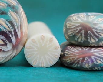 HALF PRICE SALE Medium Translucent and White Polymer Clay Circle Cane (15bb)