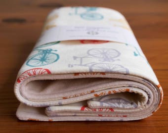 Bicycle Burp Cloths; Bike Burping Rags; Organic Cotton Burping Cloths; Handmade Baby Shower Gift for Nursing Mom, Cycling Parents; Bike It