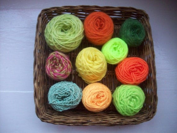 Big grab bag assorted yarn 150g+/ 5 ounces+ citrus orange lemon lime