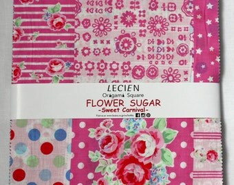 SALE 10 inch squares Layer Cake - FLOWER SUGAR Sweet Carnival by Lecien Fabric origami square