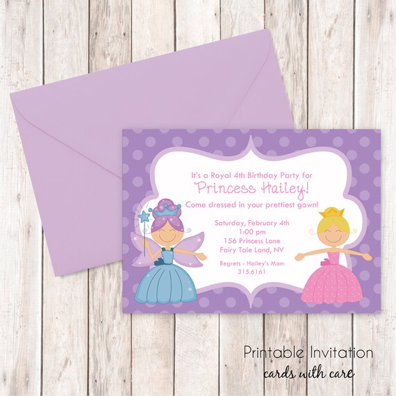 Princess Birthday Invitation Printable Invitation Design