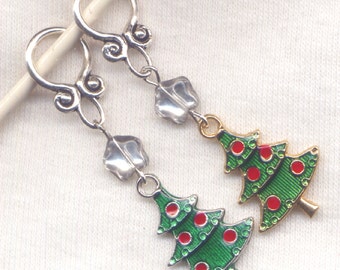 Christmas Tree Knitting Stitch Markers Xmas Christmas Trees Enameled Set of 2/SM138C
