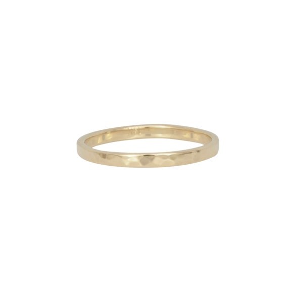 Single Hand Forged 14K Yellow Gold Ring Hammered by seababejewelry