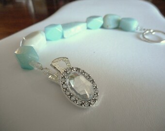Island Song Bracelet ...natural Amazonite, alligator clip clasp ... #756