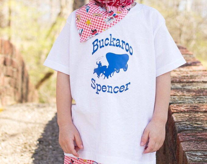 Boys Summer Short Set - Cowboy Camp Outfit - Personalized Shirt - Fourth of July - Western - Baby - Birthday - handmade - 6 m - 8 yrs