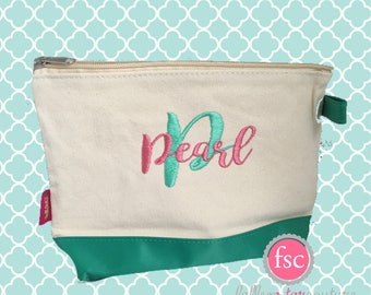 Mint bridesmaid bags , bridesmaid make-up bags, monogrammed bag, wedding bag , bridesmaid gifts , personalized bridesmaid gifts