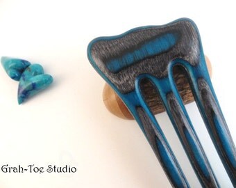 Hair fork Spectraply Wood Threnody, Grahtoe Studio, Hairfork, Hair Stick,Wood Hairforks, Wooden Hairsticks, gift for her, rare wood, 3 prong