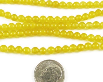 15" Round Gemstone Beads-Golden Yellow CANDY JADE 4mm (95 beads)