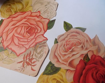 Vintage Paper Ephemera - Cabbage Roses - Mixed Media Art