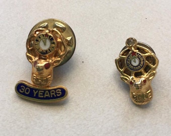 Vintage lapel pin Elks BPOE Elks Lodge 30 years Gold set of two