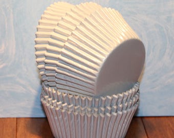 NEW - White Foil Cupcake Liners (Qty 50) White Foil Baking Cups, White Cupcake Liners, White Baking Cups, White Muffin Cups, Cupcake Liners