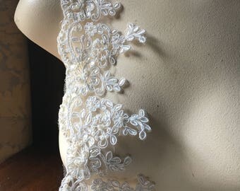 IVORY Scalloped Lace Trim for Bridal, Veils, Garments AL 8