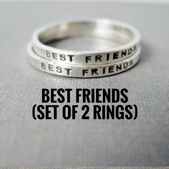 Best Friend Rings Set of 2 Solid Sterling Silver Stamped