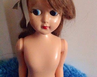 Rare Doll - 1960- large Hollywood Style doll - 11inches tall -side glancing eyes- naked-ready to dress- excellent condition -Free shipping w