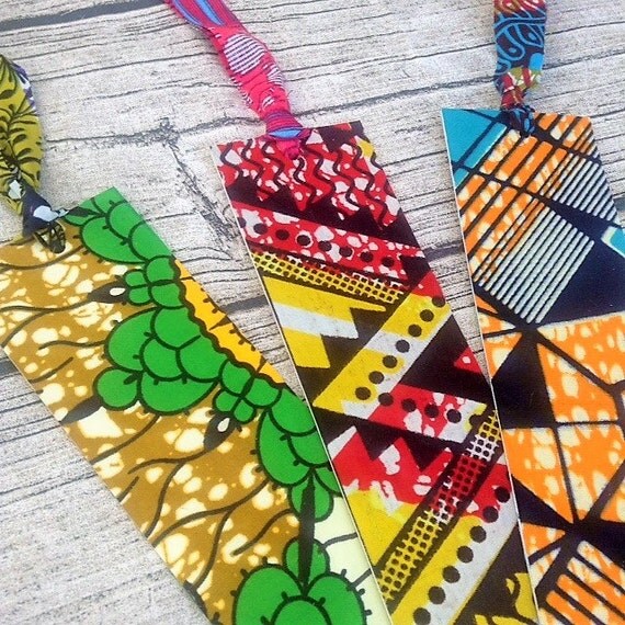 African wax bookmark Fabric book marks. African book markWax